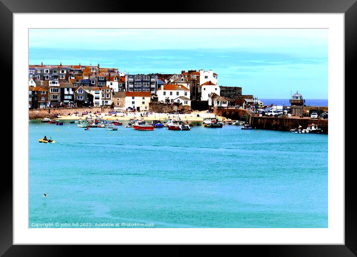 The Wharf and harbor beach, St. Ives, Cornwall, UK. Framed Mounted Print by john hill