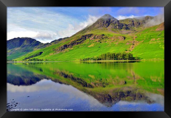 High Stile Mountain reflections, Cumbria, UK. Framed Print by john hill