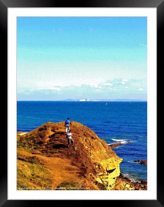 Walkers at Peveril Point, Dorset. UK. (portrait) Framed Mounted Print by john hill