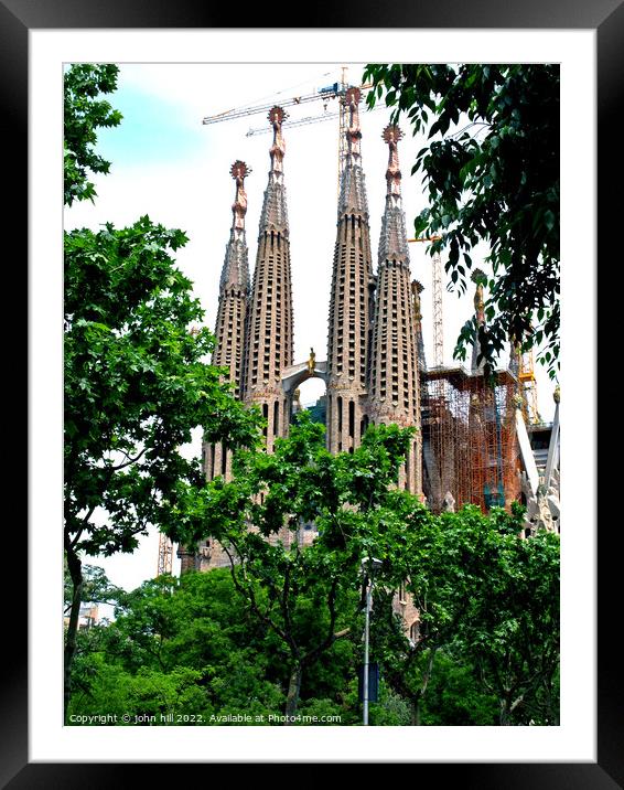 La Sagrada Familia, Barcelona, Spain. (portrait) Framed Mounted Print by john hill