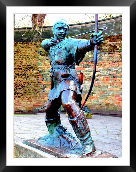 Robin Hood statue, Nottingham. Framed Mounted Print by john hill