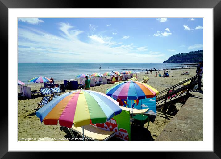Colourful Shanklin beach on the Isle of Wight. Framed Mounted Print by john hill