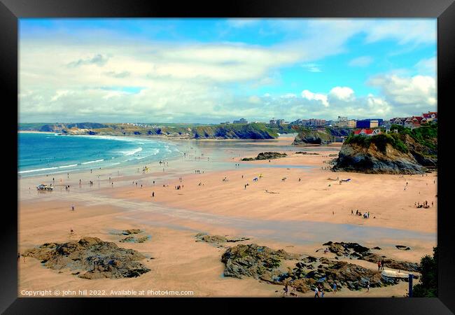 Newquay at Low tide Cornwall. Framed Print by john hill