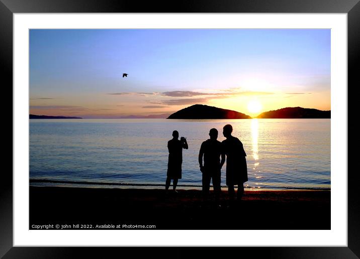 Sunset, Tsougrias Island, Skiathos, Greece. Framed Mounted Print by john hill