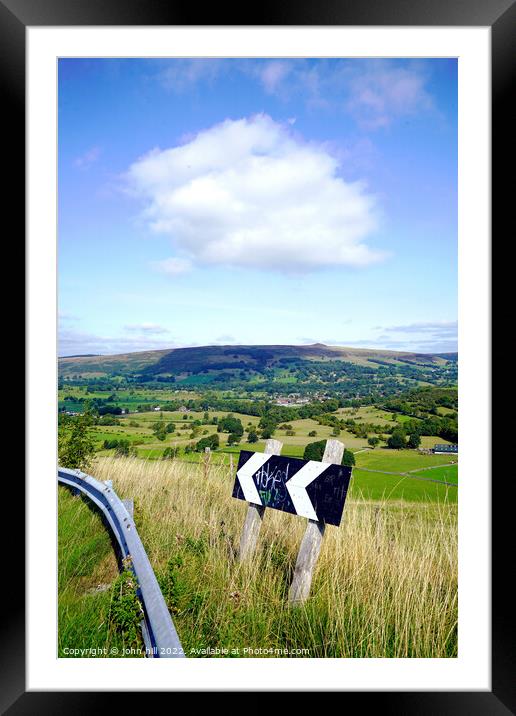 Win Hill across Hope valley Derbyshire.(portrait) Framed Mounted Print by john hill