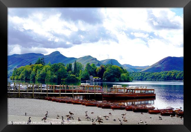 Derwentwater with Cat bells and Maiden moor Cumbria Framed Print by john hill