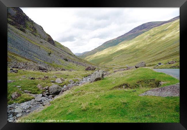 Honister Pass in the lake distict Cumbria Framed Print by john hill