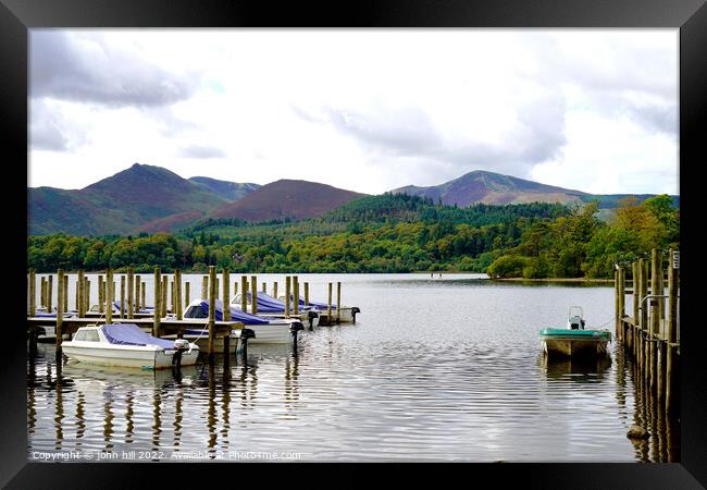 Refections on Derwentwater Cumbria Framed Print by john hill