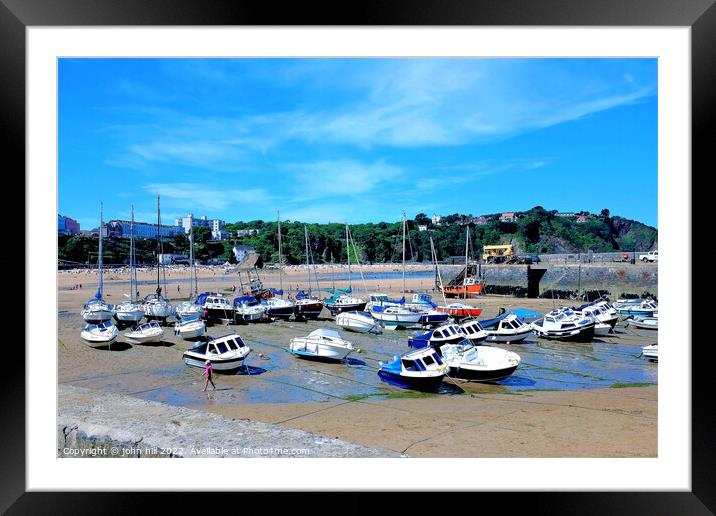 Beached, Tenby, Wales. Framed Mounted Print by john hill