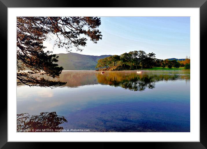 Derwentwater reflections, Kewick, Cumbria Framed Mounted Print by john hill