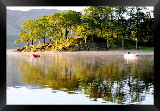 Morning reflections Derwentwater Cumbria Framed Print by john hill