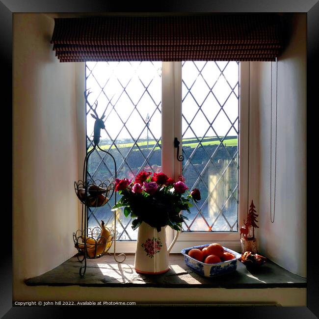 Through the cottage window. Framed Print by john hill