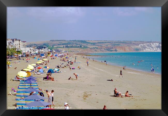 Sandown beach in August on the Isle of Wight. Framed Print by john hill