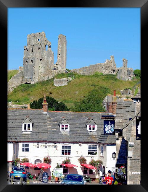 Corfe Castle, Dorset. (portrait) Framed Print by john hill