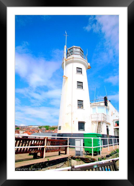 Harbour entrance lighthouse Scarborough. Framed Mounted Print by john hill