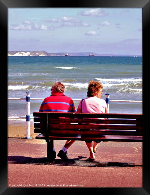 Restful seat, Weymouth, Dorset, UK. (portrait) Framed Print by john hill