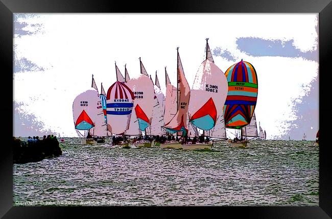 Racing Spinnakers (Painting effect) Framed Print by john hill