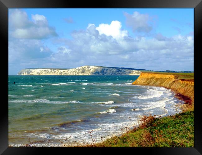Compton bay on a windy day, Isle of Wight. Framed Print by john hill