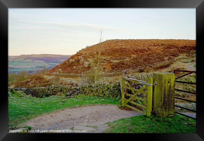 Baslow and Curbar edge, Derbyshire. Framed Print by john hill