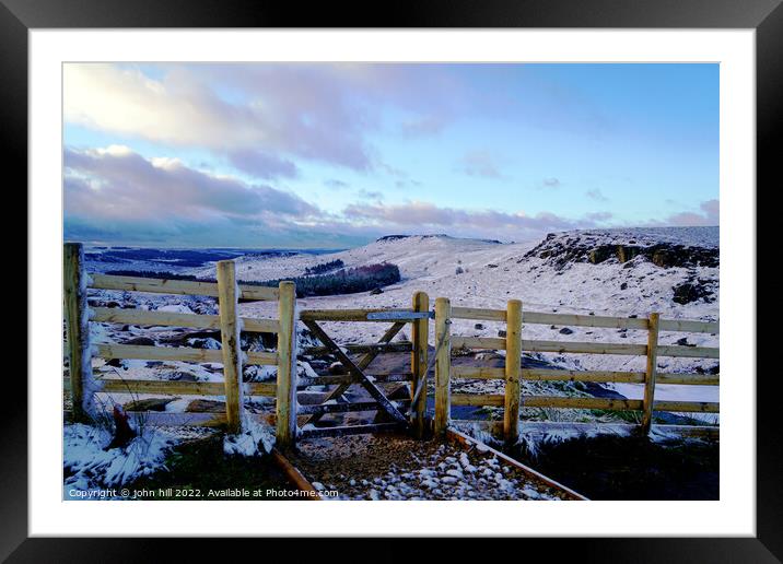 Higger Tor and Carl Wark in Winter Framed Mounted Print by john hill
