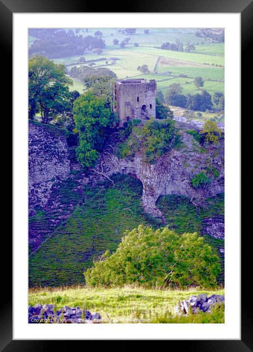 Peveril castle Cavedale Castleton.(portrait) Framed Mounted Print by john hill