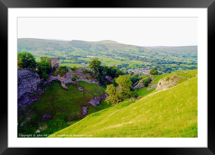 Peveril castle and the  Great ridge Derbyshire Framed Mounted Print by john hill