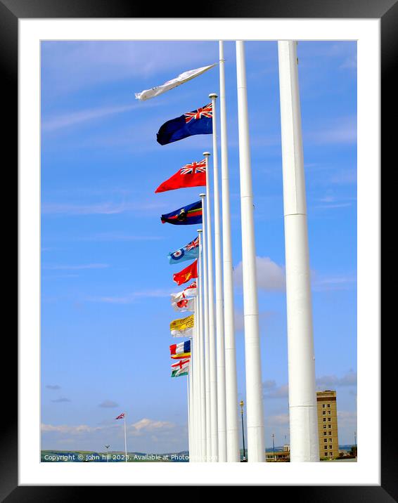 Flags, Plymouth, Devon. Framed Mounted Print by john hill