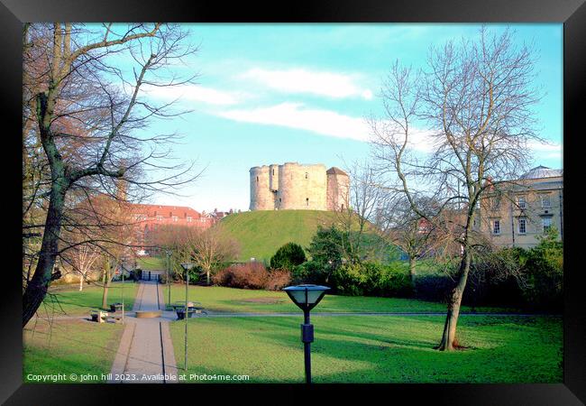 Clifford's tower at York castle. Framed Print by john hill