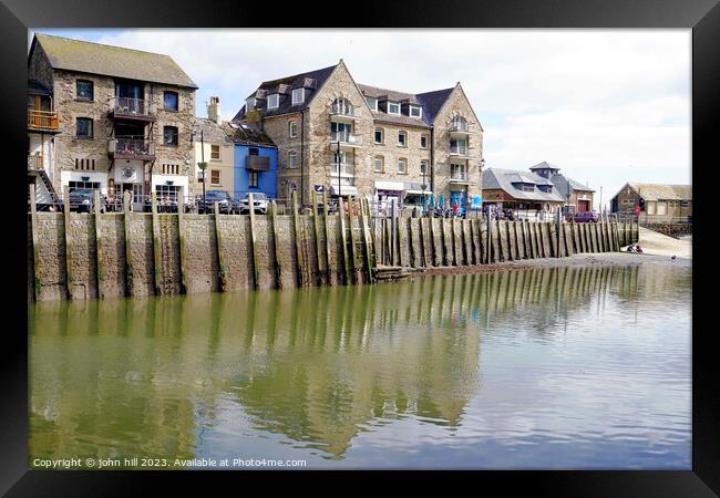 Reflections at Looe quay Cornwall Framed Print by john hill