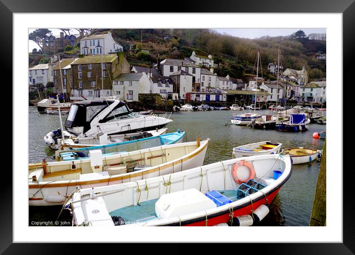 Polpero harbour Cornwall Framed Mounted Print by john hill