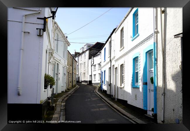 Fore street in Fowey Cornwall Framed Print by john hill