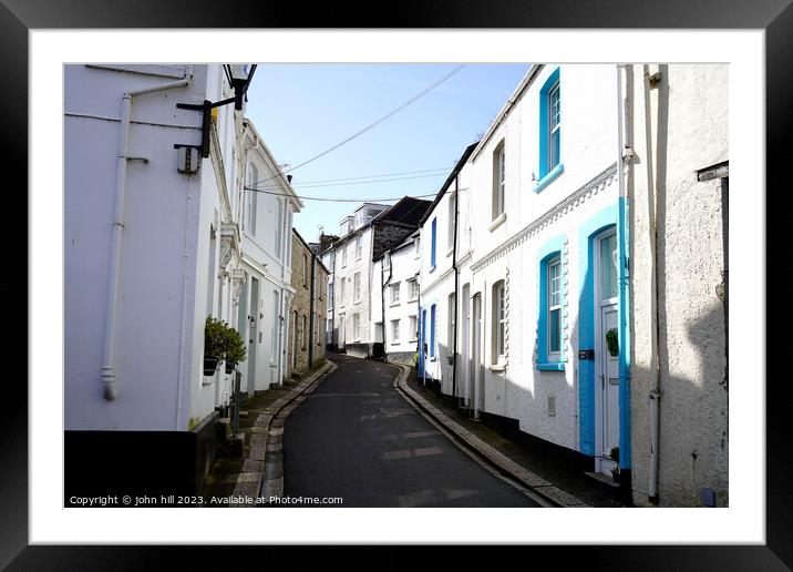Fore street in Fowey Cornwall Framed Mounted Print by john hill