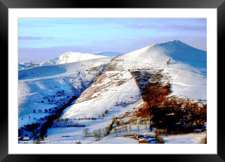 Mountains at Sunrise in Derbyshire, UK. Framed Mounted Print by john hill