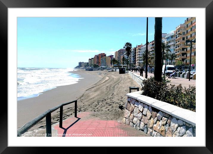 South beach and promenade, Fuengirola, Spain. Framed Mounted Print by john hill