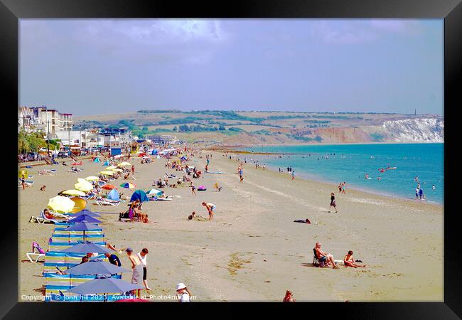 Sandown beach in August on the Isle of Wight. Framed Print by john hill