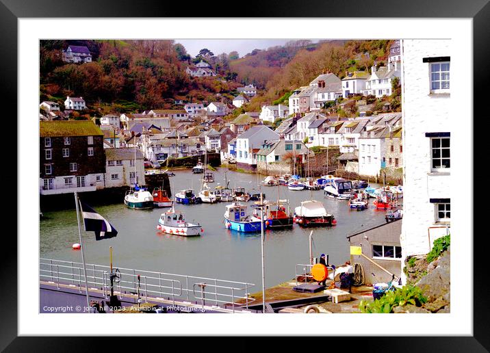 Charming Polperro Harbour Framed Mounted Print by john hill