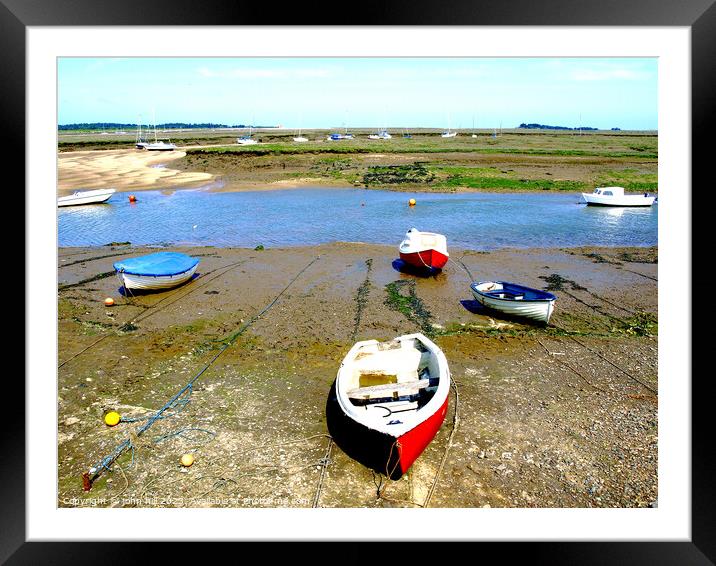 Tranquil Boats at Low Tide Framed Mounted Print by john hill