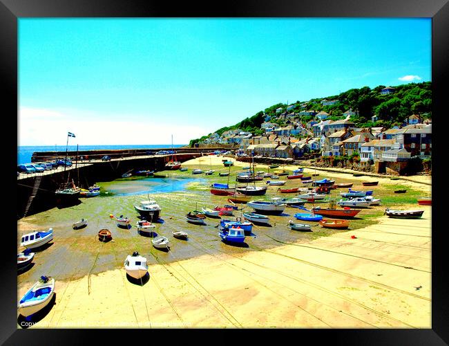 Tranquil Mousehole Harbour Framed Print by john hill