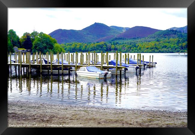 Serene Pillars Embracing Dewentwater's Symphony Framed Print by john hill