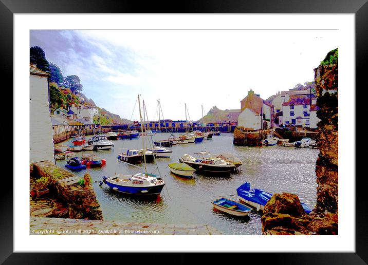 "Enchanting Polperro: A Tranquil Cornish Harbour" Framed Mounted Print by john hill