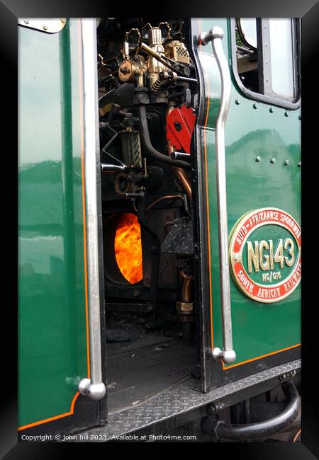 Footplate of NG143 steam engine. Framed Print by john hill