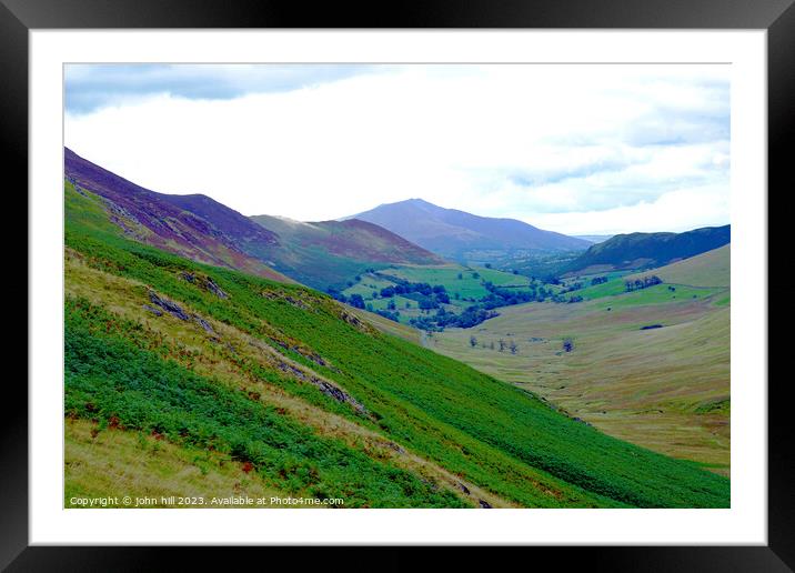 Newlands valley and Skiddaw, Lake district, Cumbri Framed Mounted Print by john hill