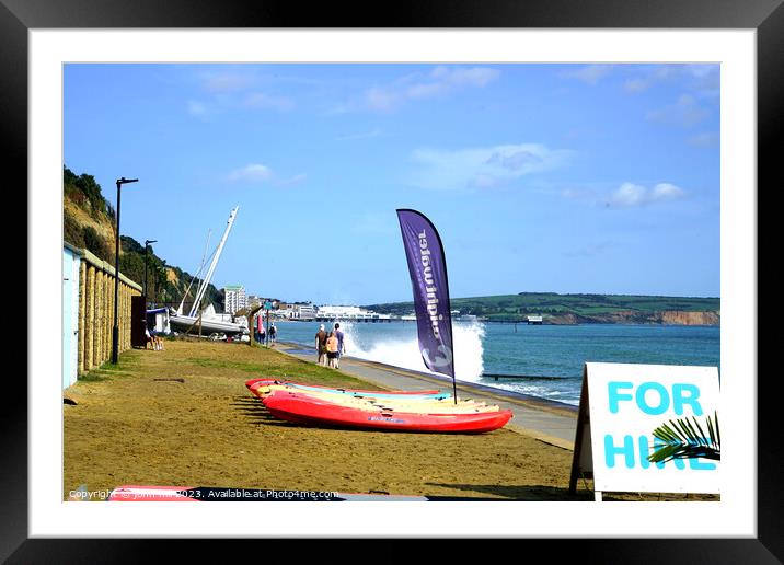 Canoe for hire,Sandown, Isle of Wight Framed Mounted Print by john hill