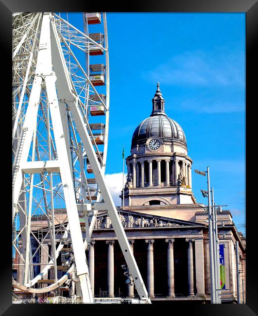 Nottingham town hall and big wheel. Framed Print by john hill