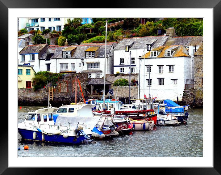 Polperro harbour, South Cornwall. Framed Mounted Print by john hill