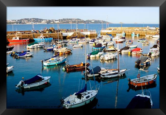 Evening view of Paignton harbour and Torbay. Framed Print by john hill