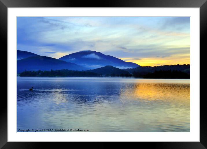 Blencathra mountain at Dawn from Derwentwater Cumb Framed Mounted Print by john hill