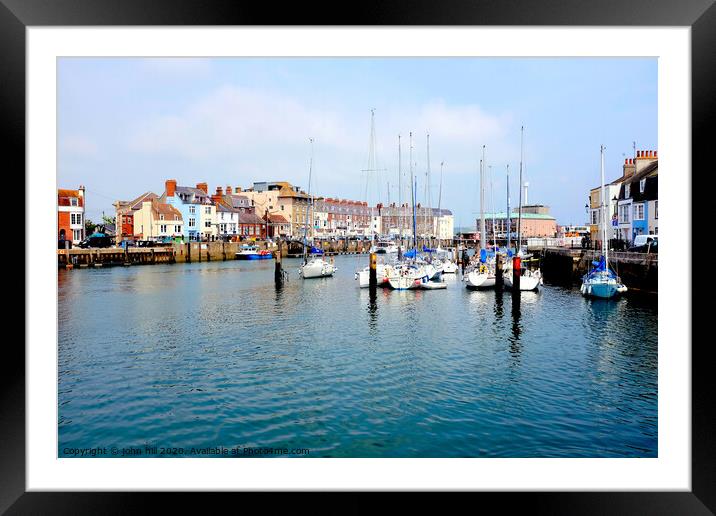 Sailing yachts at the habour side at Weymouth in Dorset. Framed Mounted Print by john hill