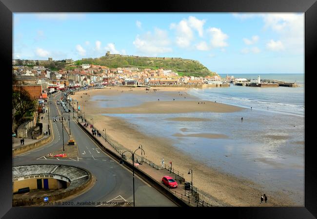 Scarborough South sands at Low tide in April. Framed Print by john hill