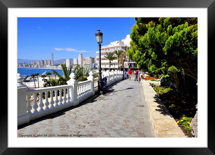 Scenic view of Poniente from the point at Benidorm in Spain.  Framed Mounted Print by john hill